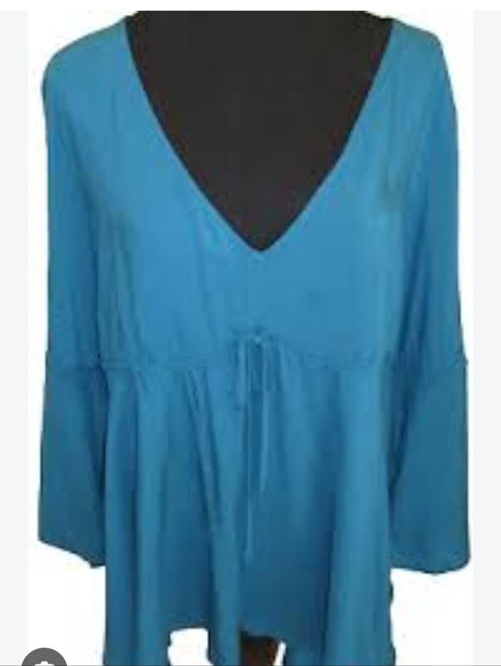 No Boundaries Teal V-Neck Crisscross Drawstring Tunic